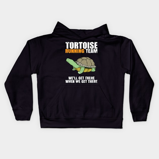 Tortoise Running Team Turtle Tortoise Funny Saying Runner Kids Hoodie by Acroxth